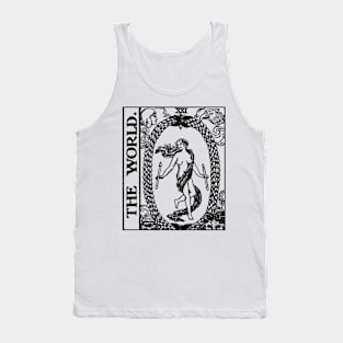 The World Tarot Card Black and White Tank Top